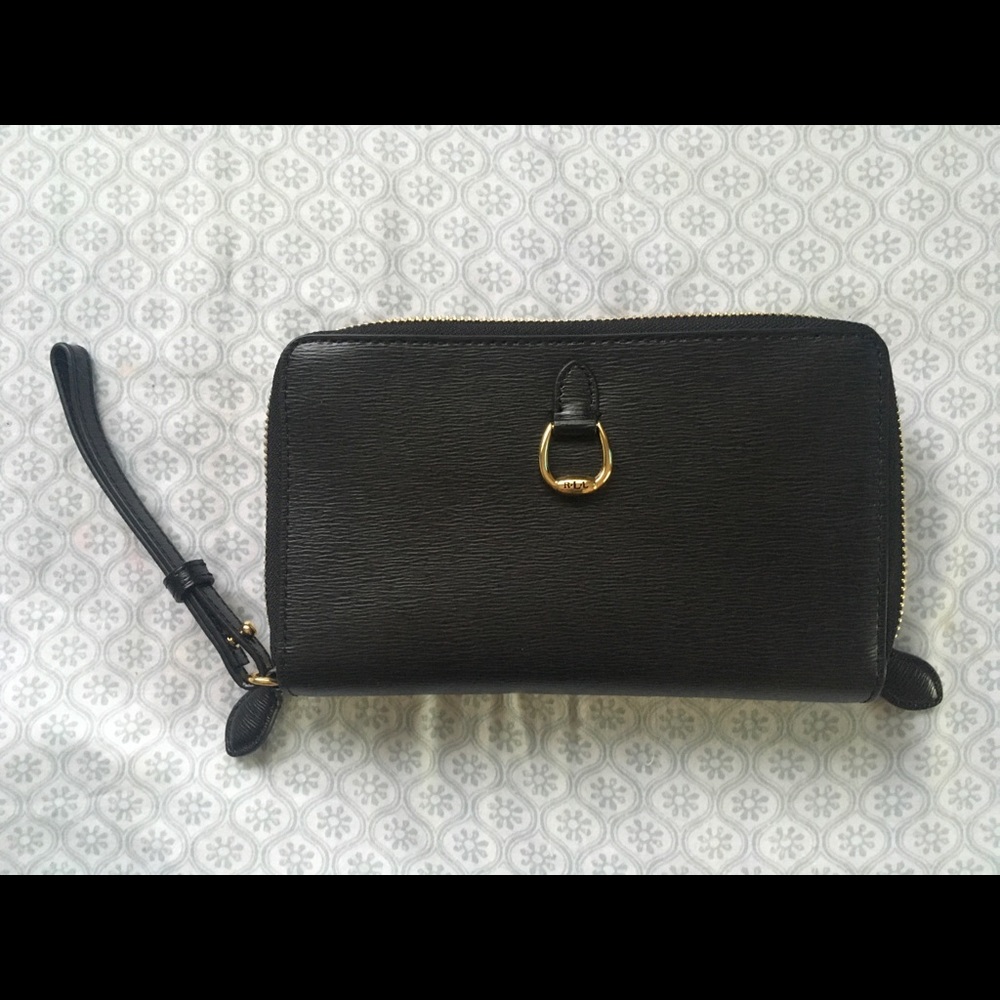 Ralph Lauren Double Zipper Large Leather Wallet